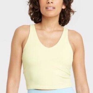 All in Motion Yellow Ribbed Active Tank with Built In Bra Size XL